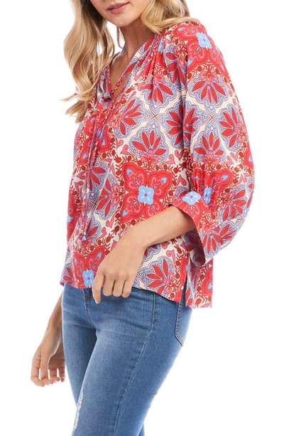 Shop Karen Kane Floral Blouson Sleeve Top In Print