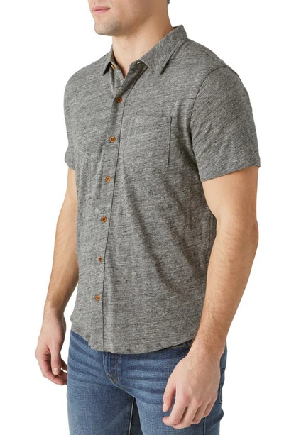 Lucky Brand Short Sleeve Button-up Shirt In Heather Grey