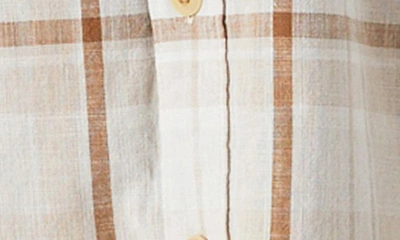 Shop Lucky Brand Plaid Short Sleeve Cotton Button-up Workwear Shirt In Beige Multi