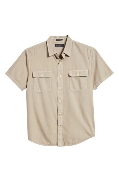 Shop Lucky Brand Lived-in Short Sleeve Button-up Workwear Shirt In Silver Sage
