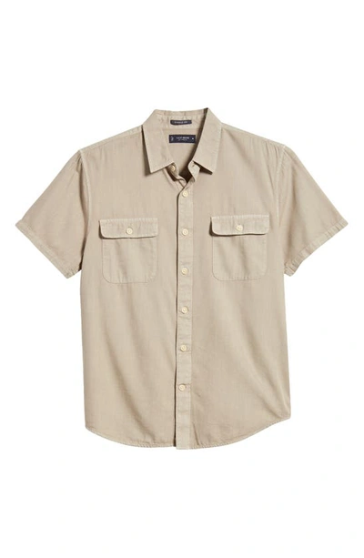 Lucky Brand Lived-in Short Sleeve Button-up Workwear Shirt In Silver Sage