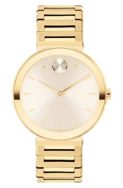 Movado Women's Bold Horizon Swiss Quartz Ionic Plated Light Gold-tone 2 Steel Watch 34mm In Beige