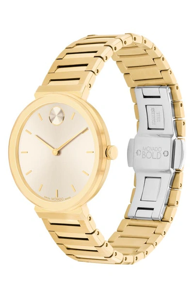 Movado Women's Bold Horizon Swiss Quartz Ionic Plated Light Gold-tone 2 Steel Watch 34mm In Beige