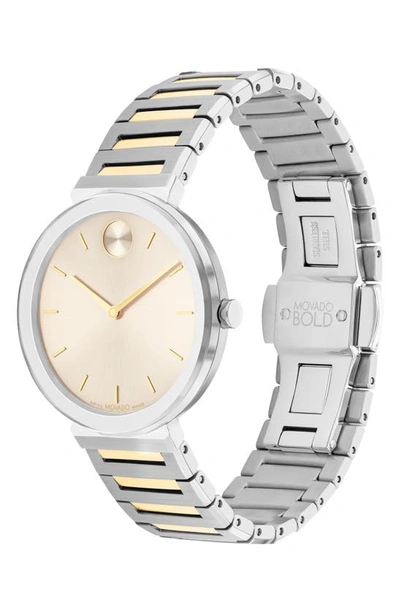 Movado Women's Bold Horizon Swiss Quartz Two Tone Stainless Steel Watch 34mm In Beige