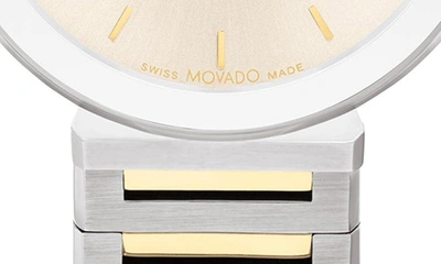 Movado Women's Bold Horizon Swiss Quartz Two Tone Stainless Steel Watch 34mm In Beige