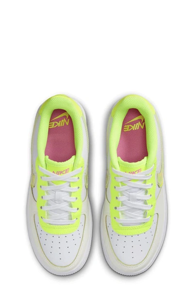 Shop Nike Kids' Air Force 1 Lv8 Sneaker In White/ Volt/ Pink / Multi