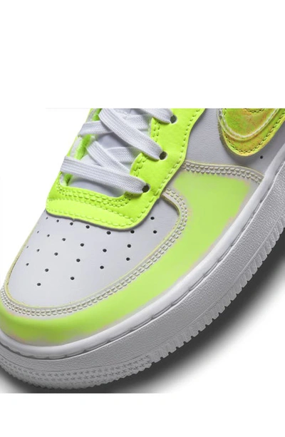 Shop Nike Kids' Air Force 1 Lv8 Sneaker In White/ Volt/ Pink / Multi