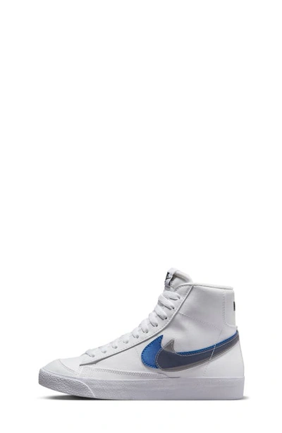 Shop Nike Kids' Blazer Mid Next Nature Sneaker In White/ Royal/ White/ Black