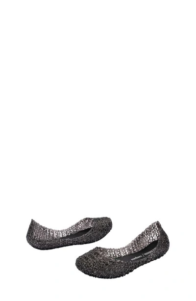 Mini Melissa Campana Zigzag Flat In Black/black
