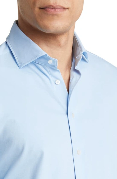 Shop Emanuel Berg 4flex Modern Fit Knit Button-up Shirt In Light Blue