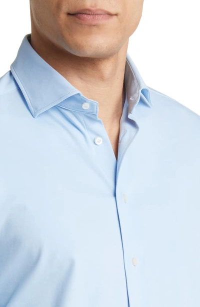 Emanuel Berg 4flex Modern Fit Knit Button-up Shirt In Light Blue