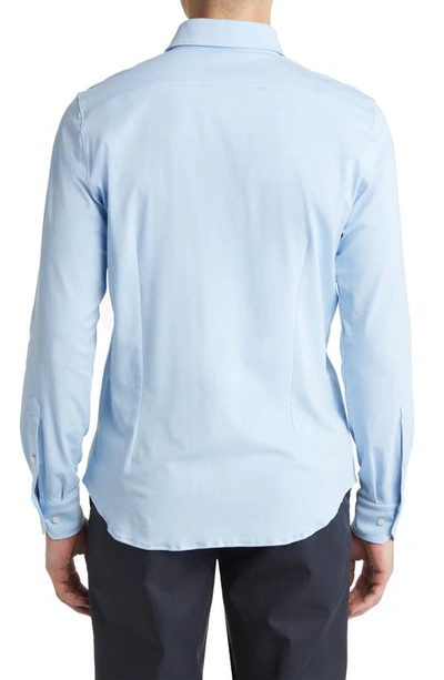 Shop Emanuel Berg 4flex Modern Fit Knit Button-up Shirt In Light Blue