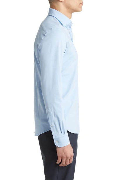 Emanuel Berg 4flex Modern Fit Knit Button-up Shirt In Light Blue