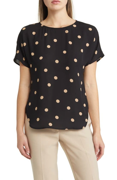 Shop Anne Klein Polka Dot Blouse In Anne Black/ Latte