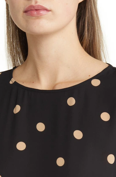 Anne Klein Plus Size Dot-print Bateau-neck Short-sleeve Blouse In Anne Black/ Latte