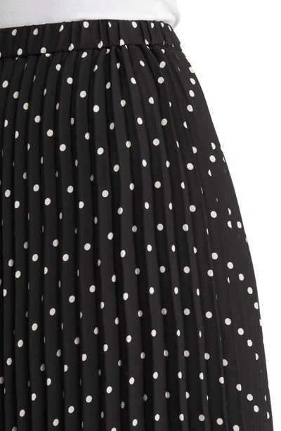 Shop Anne Klein Polka Dot Pleat Midi Skirt In Anne Black/ Anne White