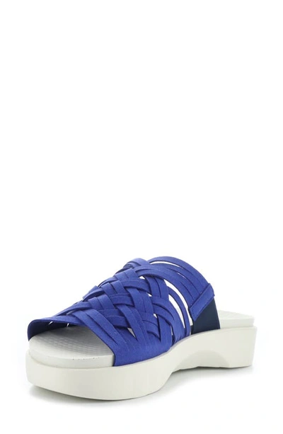 Shop Bos. & Co. Rised Strappy Slide Sandal In Blue Nabucco