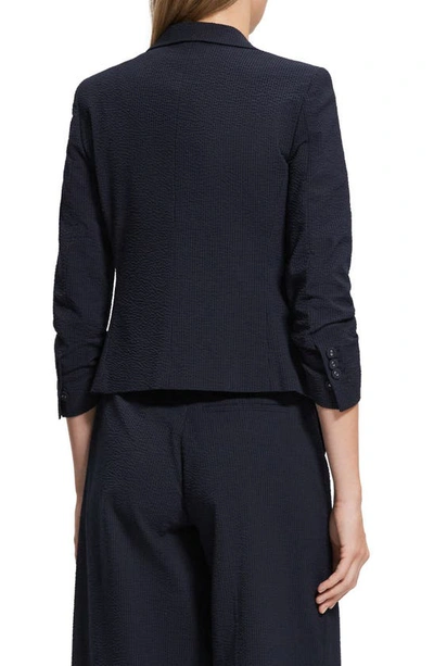 Theory One Button Notched Collar Blazer In Navy