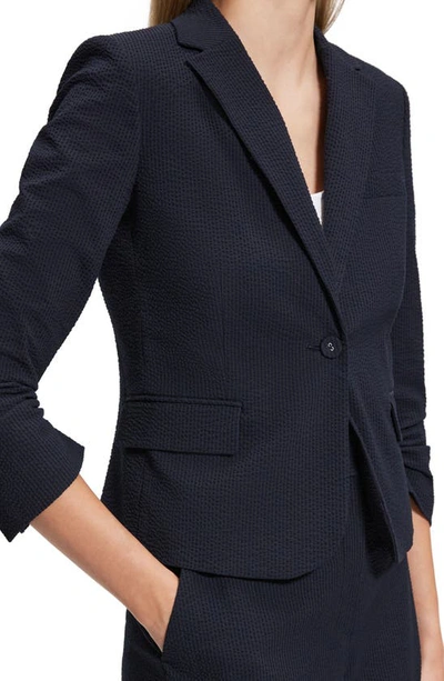 Theory One Button Notched Collar Blazer In Navy