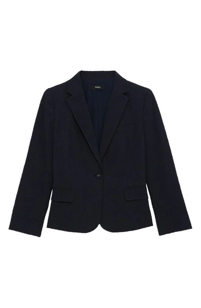 Theory One Button Notched Collar Blazer In Navy