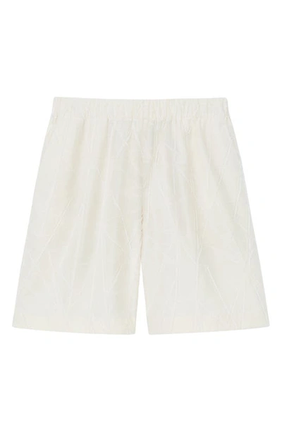 Shop Lafayette 148 Riverside Sunburst Jacquard Fil Coupé Organic Cotton Shorts In Buff