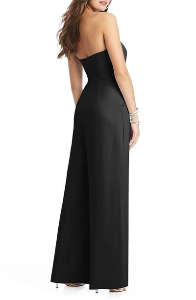 Dessy Collection Strapless Notch Crepe Jumpsuit With Pockets In Black