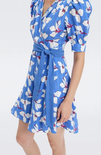 Shop Diane Von Furstenberg Elodie Cotton Wrap Dress In Grap Flow Lg Sig Ble
