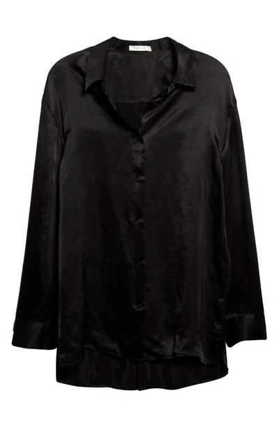 Shop The Row Biel Oversize Cupro Satin Button-up Shirt In Black
