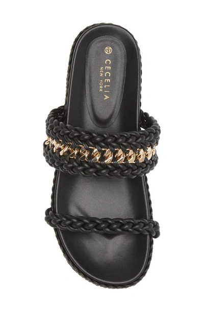 Cecelia New York Penny Braided Slide Sandal In Black