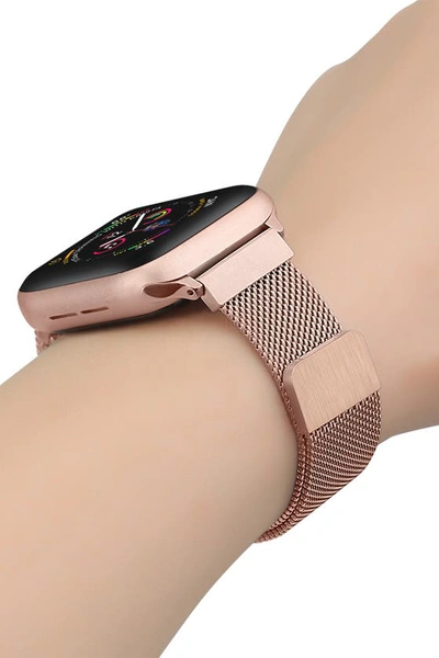 Shop The Posh Tech Skinny Stainless Steel Mesh Apple   Watch Replacement Band In Rose Gold