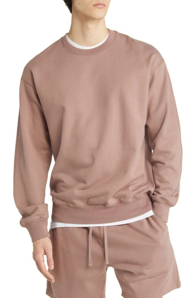 Shop Reigning Champ Midweight Terry Relaxed Crewneck Sweatshirt In Desert Rose