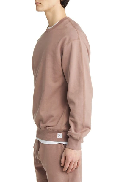Shop Reigning Champ Midweight Terry Relaxed Crewneck Sweatshirt In Desert Rose