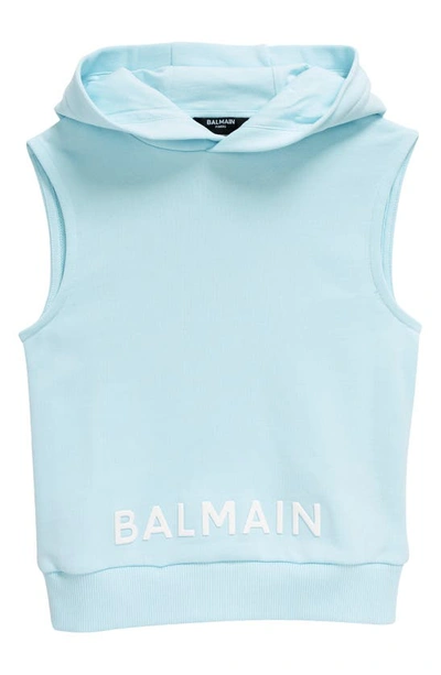Ønske naturlig Rådne Balmain Kids' Sleeveless Logo Print Hoodie In Blau | ModeSens