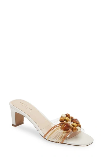 Shop Cecelia New York Anna Belle Beaded Block Heel Sandal In Alabaster