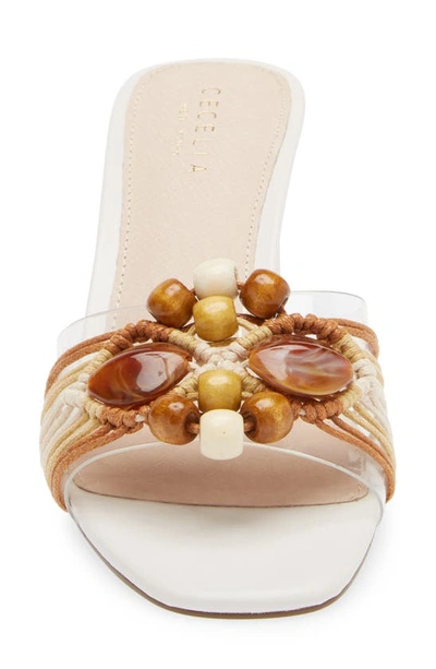 Cecelia New York Anna Belle Beaded Block Heel Sandal In Alabaster