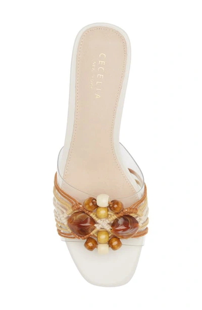 Cecelia New York Anna Belle Beaded Block Heel Sandal In Alabaster