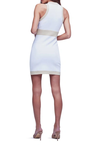 Shop L Agence Tamari Plunge Neck Sleeveless Dress In White/ Lt Tan