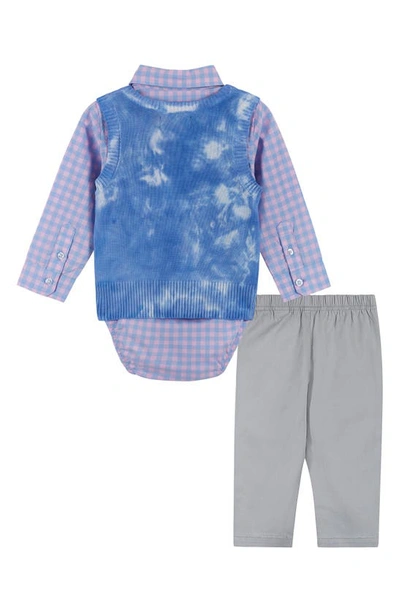 Shop Andy & Evan Plaid Shirt, Bow Tie, Vest & Pants Set In Light Blue Tie Dye