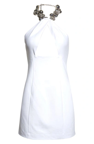 Shop Area Grape Cluster Crystal Embellished Ponte Knit Dress In White