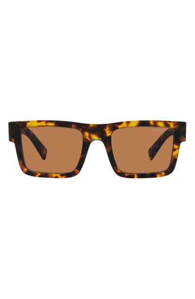 Shop Prada 52mm Rectangular Sunglasses In Brown