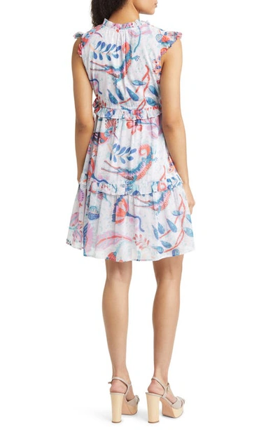 Shop Banjanan Chandra Ruffle Pleated Cotton Voile Dress In Muse Pool