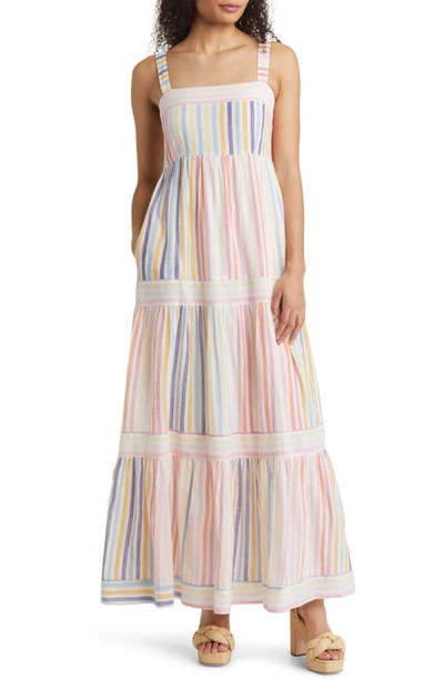 Shop Banjanan Daniella Stripe Cotton Voile Maxi Dress In Candy Stripe