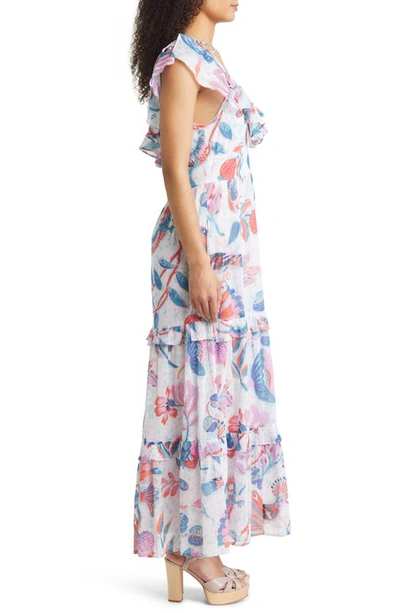 Shop Banjanan Twiggy Floral Print Ruffle Dress In Muse Pool