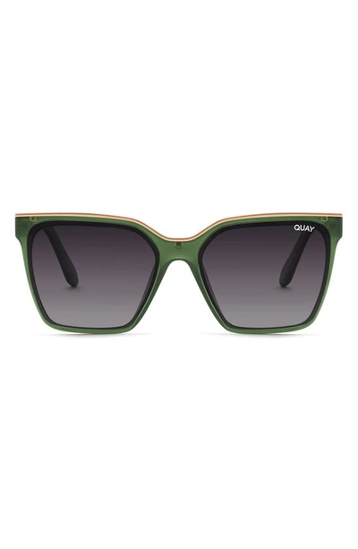 Shop Quay Level Up 51mm Gradient Polarized Square Sunglasses In Dark Monstera/ Smoke Polarized