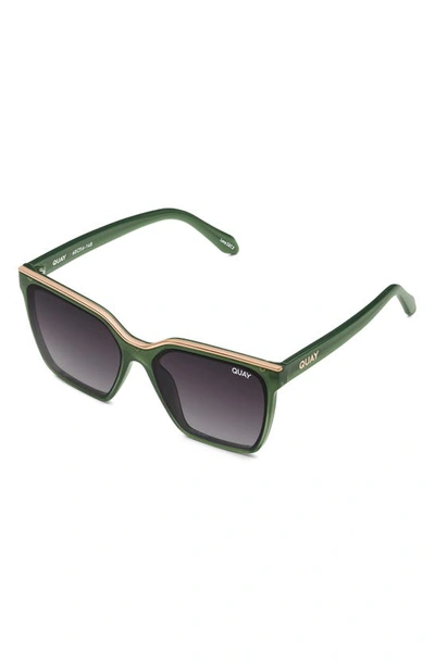 Shop Quay Level Up 51mm Gradient Polarized Square Sunglasses In Dark Monstera/ Smoke Polarized
