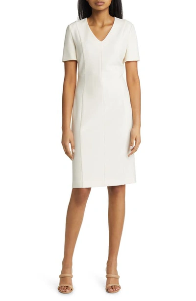 Shop Hugo Boss Damaisa Sheath Dress In Soft Cream