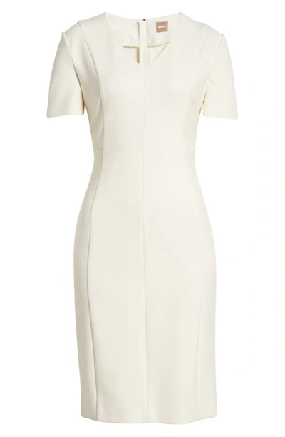 Shop Hugo Boss Damaisa Sheath Dress In Soft Cream