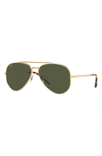 Shop Ray Ban New Aviator 55mm Pilot Sunglasses In Legend Gold/green
