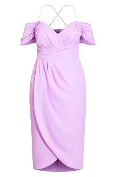 Shop City Chic Entwine Cold Shoulder Dress In Lilac