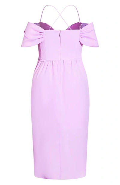 Shop City Chic Entwine Cold Shoulder Dress In Lilac